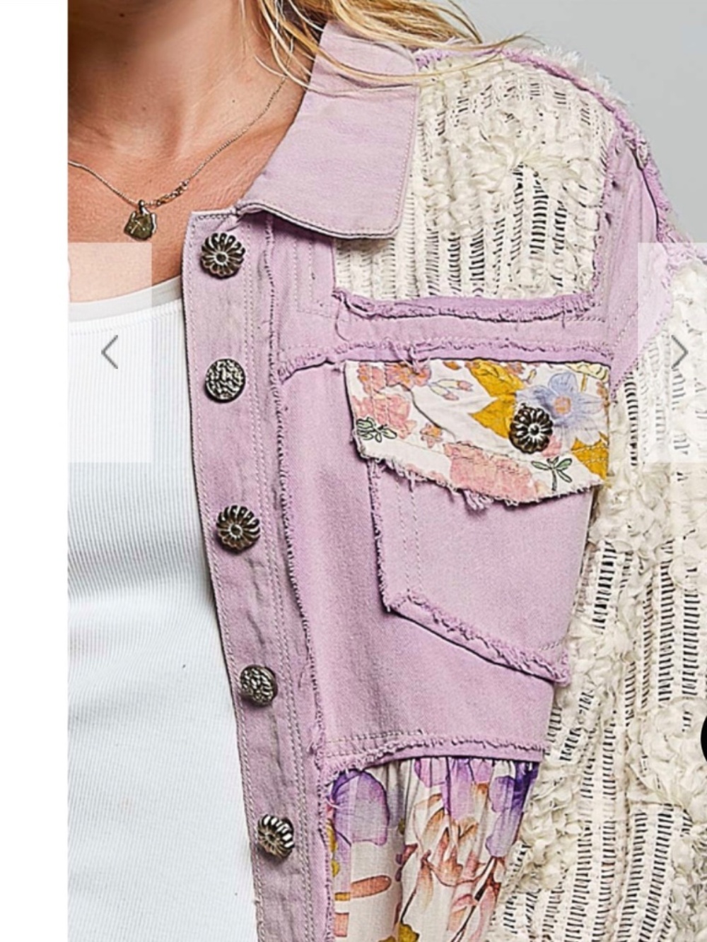 NWOT Boutique Women’s POL Floral Patchwork Button-Up Shirt Jacket - Picture 3 of 3